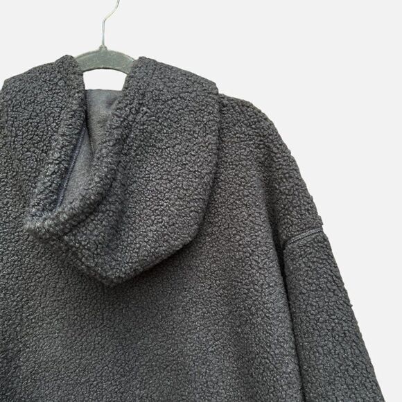 NWT Wild Fable Gray Purple Zipper Sherpa Hooded Quarter Zip Sweatshirt Hoodie - Picture 8 of 9